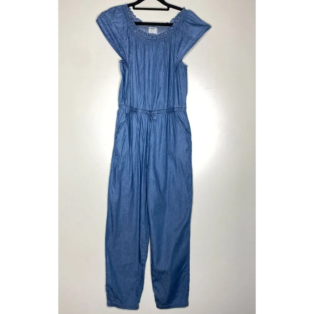 Old Navy Flutter-Sleeve Chambray Jumpsuit Girl's Size 14 Plus
